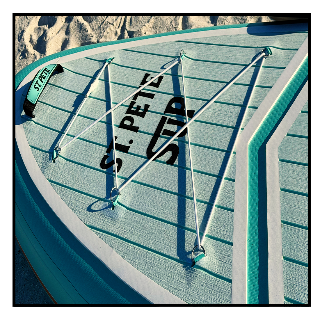St. Petersburg Paddle Board Cargo Net Front of Board